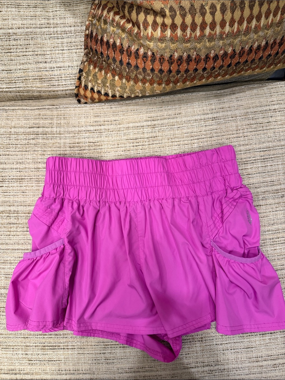 FP Movement by Free People Bright Pink Athletic Shorts with Smocked Waist